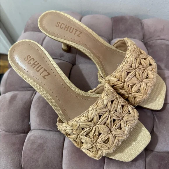 Schutz dethalia straw raffia sandal, kitten heel, natural, size 5 - Picture 5 of 10